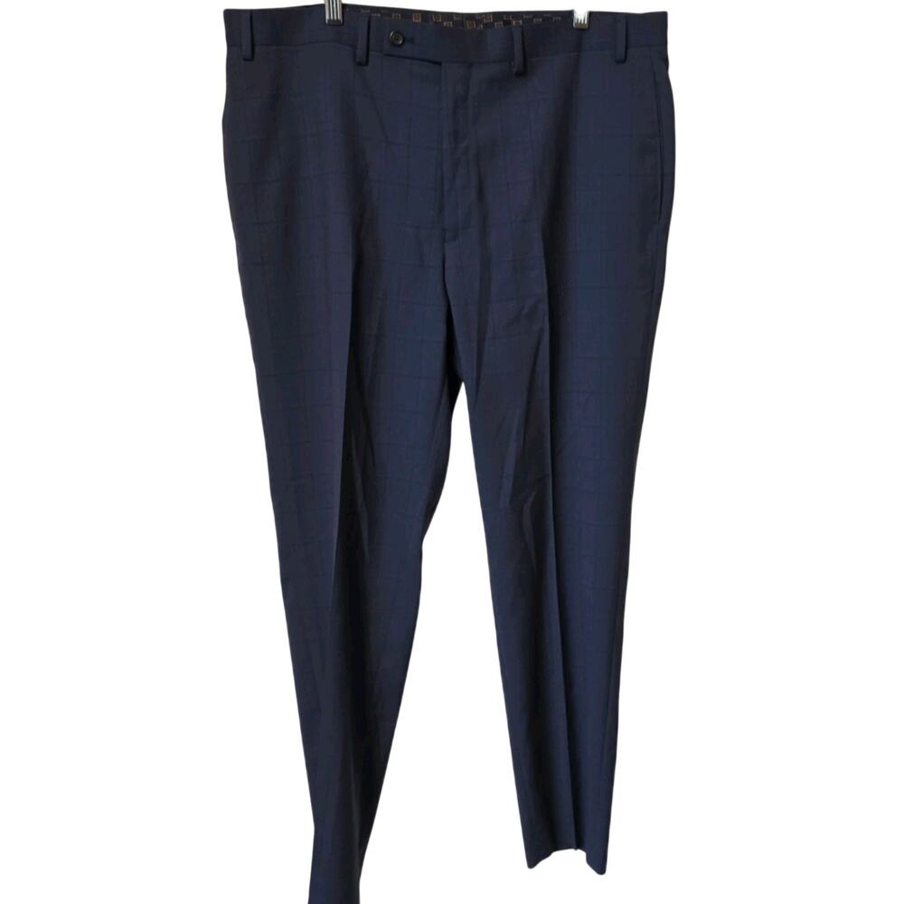 Ralph Lauren Mens Pants 38x32 Blue Plaid Stretch Dress Slacks Trousers